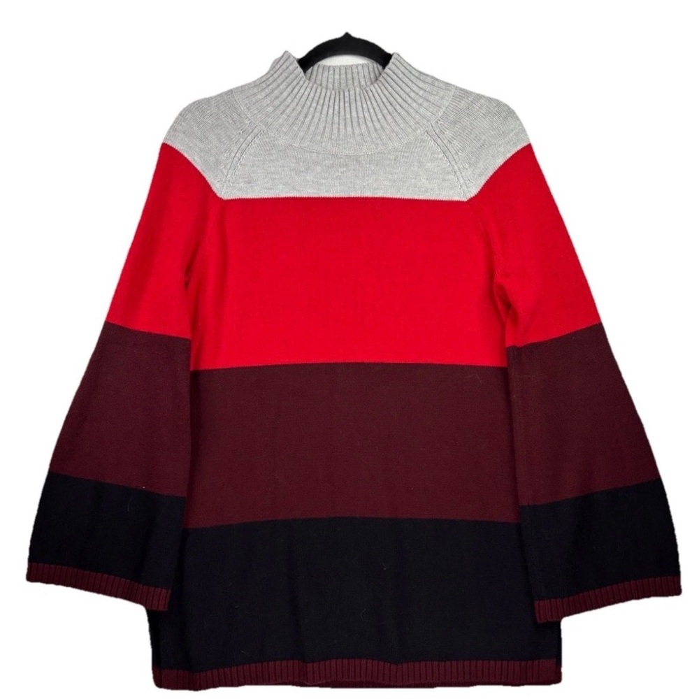 Charter Club Women's Small Textured Mock Neck Pullover‎ Bell Sleeve Sweater - Picture 2 of 8